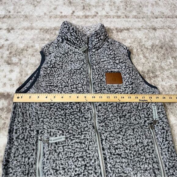 Jim Beam vest gray/black full zip teddy/fluffy vest with zip pockets SZ M - Picture 6 of 7